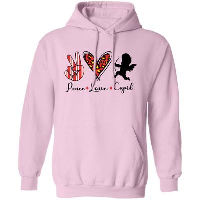 Peace Love Cupid, Leopard Heart, Cupid Lover, Valentine's Day, Trendy Valentine Pullover Hoodie