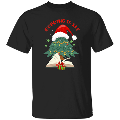 Reading Is Lit, Christmas Tree, Christmas Book, Merry Christmas, Trendy Christmas Unisex T-Shirt