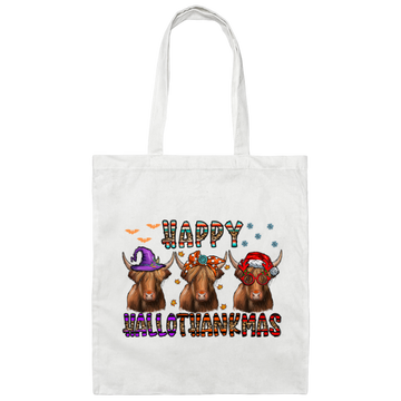 Happy Halloween Happy Thanks Giving Merry Christmas 3 Buffallo Canvas Tote Bag