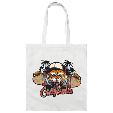 Tiger In California, California Beach, California Island Canvas Tote Bag