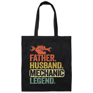 Mechanic Lover, Father Husband Mechanic Legend, Retro Mechanic Canvas Tote Bag