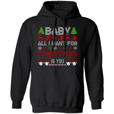 Baby, All I Want For Christmas Is You, Retro Xmas, Love Christmas, Merry Christmas, Trendy Christmas Pullover Hoodie