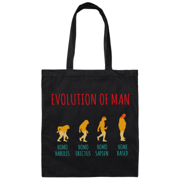 Evolution Of Man, Work From Home, Homeoffice Job, Self Employee, Funny Vintage Canvas Tote Bag