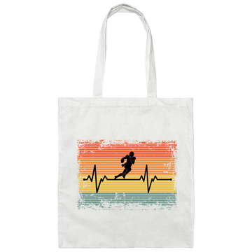 Retro Heartbeat Football Gift Canvas Tote Bag