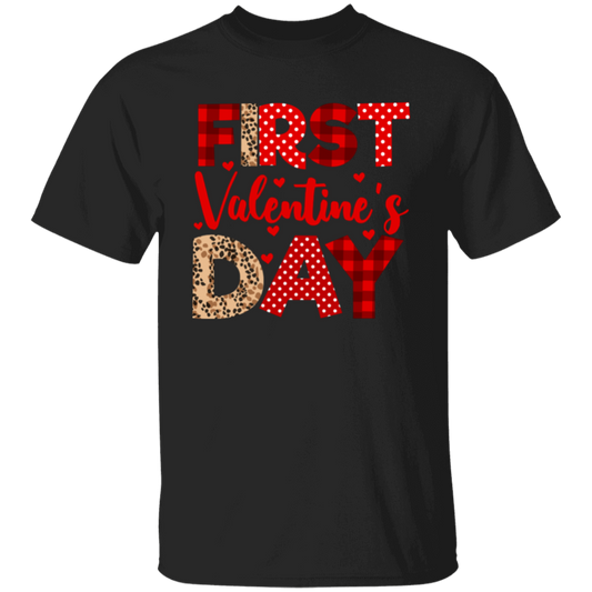 First Valentine's Day, Cute Valentine, Heart Pattern Unisex T-Shirt