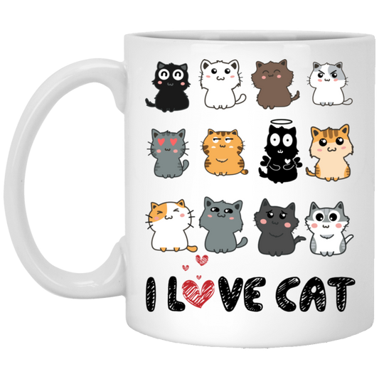 I Love Cat, Cute Cats, Funny Cats, My Love Cat White Mug