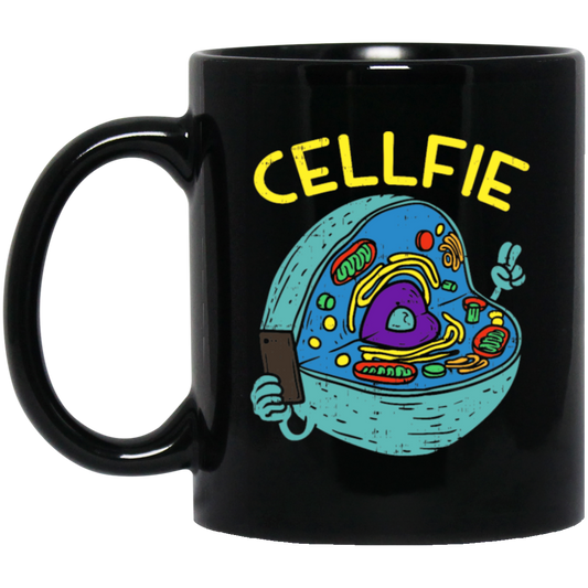 Cellfie Love Gift, Biology Teacher, Body Cell, Love Cells, Best Cells Black Mug