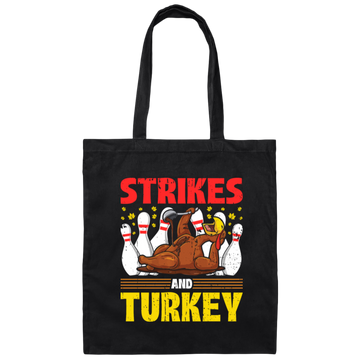 Strikes Gift, Thanksgiving Day Men Women Bowling Canvas Tote Bag