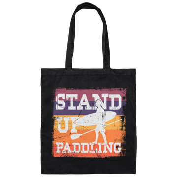 Birthday Gift Stand Up Paddling Surfboard Retro Canvas Tote Bag