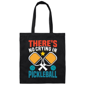 There's No Crying In Pickleball, Retro Pickleball Canvas Tote Bag