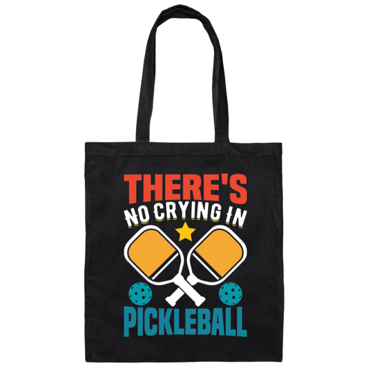 There's No Crying In Pickleball, Retro Pickleball Canvas Tote Bag