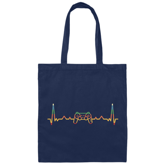 Retro video gaming with heartbeat line Canvas Tote Bag