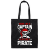 Work Like A Captain, Play Like A Pirate, Retro Pirate Canvas Tote Bag