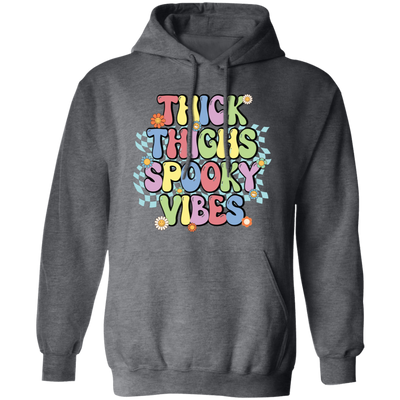 Thick Thighs Spooky Vibes, Spooky Boo, Groovy Boo Pullover Hoodie