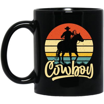 Retro Cowboy, Cowboy Design, Cowboy Vibes, Vintage Cowboy Black Mug