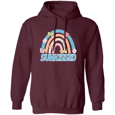 Sunkissed, Groovy Rainbow, Butterfly, Flower, Kid Design Pullover Hoodie