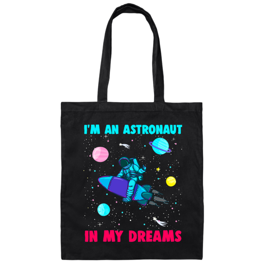 Astronaut In Space Shuttle Rocket, Galaxy Orbit Saturn, Love Galaxy Canvas Tote Bag