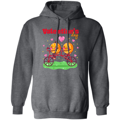 Valentine's Day, Trendy Valentine, Orange Couple, Orange Ride A Bike Pullover Hoodie