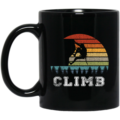 Bouldering Lover, Mountaineer Vintage Gift, Sporty Climb Climber Black Mug