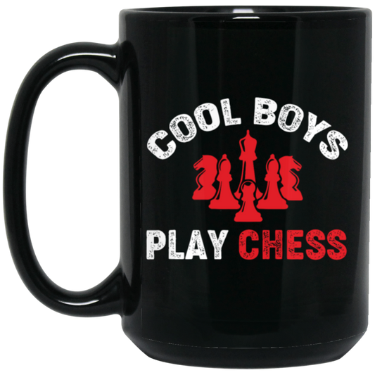 Cool Boys Play Chess, Chess Player, Chess Team Black Mug