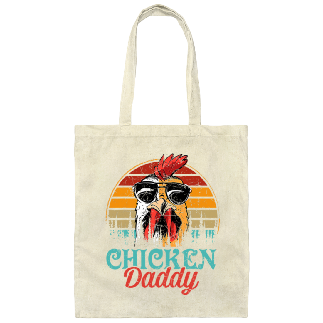 Chicken Daddy Gift, Love Retro Chicken, Father's Day Gift Canvas Tote Bag