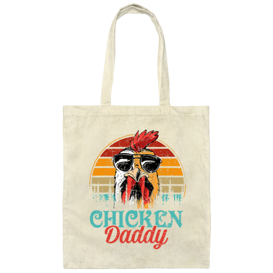 Chicken Daddy Gift, Love Retro Chicken, Father's Day Gift Canvas Tote Bag