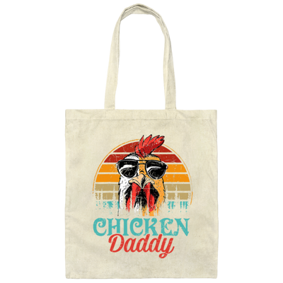 Chicken Daddy Gift, Love Retro Chicken, Father's Day Gift Canvas Tote Bag