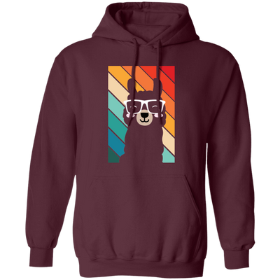 Llama Silhouette, Retro Llama, Funny Llama Pullover Hoodie