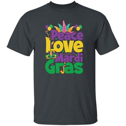 Peace Love Mardi Gras, Mardi Gras Holiday, Three Kings Day Unisex T-Shirt