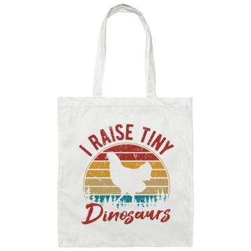 Retro I Raise Tiny Dinosaurs Chicken Lover Chickens Farm Canvas Tote Bag