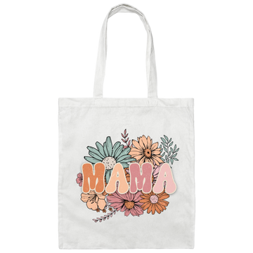 Mama Flowers Gift, Retro Flower, Vintage Flower For Mother's Day Canvas Tote Bag
