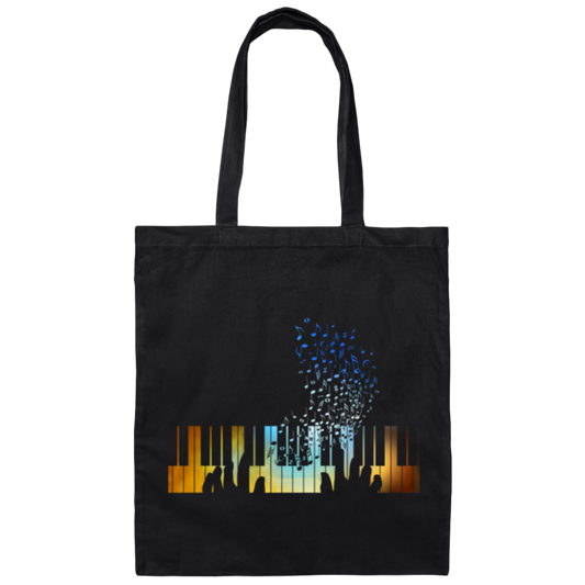 Music Is Life, Hands Playing On Piano Keyboard Gift For Music Canvas Tote Bag