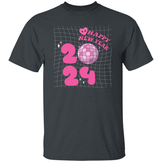 Happy New Year, 2024 New Year, Pink Bauble, Trendy New Year, Merry Christmas, Trendy Christmas Unisex T-Shirt