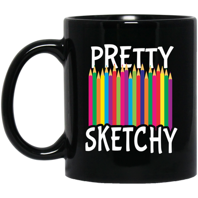 Pretty Sketchy, Color Pencils, Colorful, Sketching Black Mug