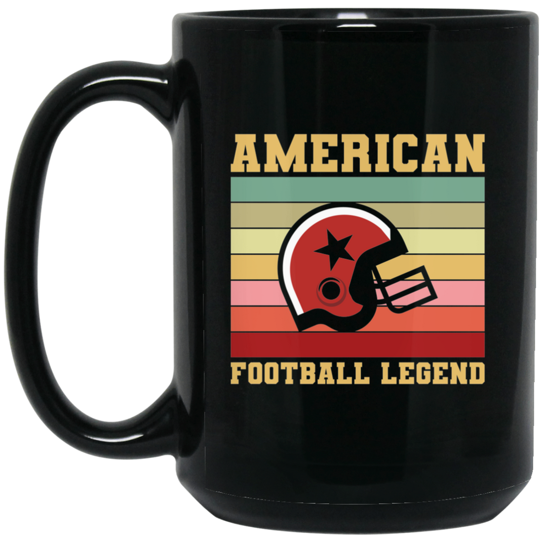 American Football Legend, Retro Of Football, Love My Football Team Black Mug
