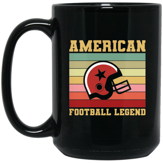 American Football Legend, Retro Of Football, Love My Football Team Black Mug