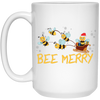 Bee Merry, Cute Bee, Funny Bee, Bee Christmas, Merry Christmas, Trendy Christmas White Mug