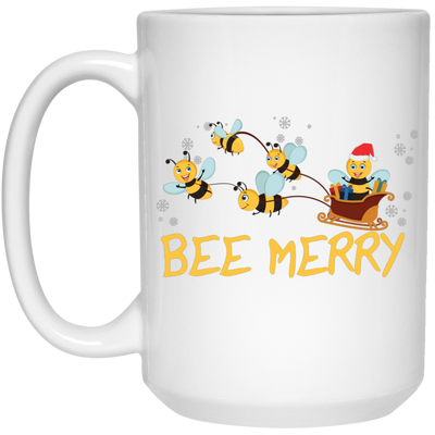 Bee Merry, Cute Bee, Funny Bee, Bee Christmas, Merry Christmas, Trendy Christmas White Mug