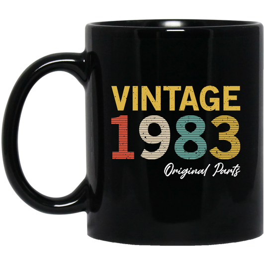 1983 Love Gift, Vintage 1983, 1983 Original Parts, Lover 1983 Gift Black Mug