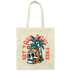 Set Your Soul Free, Cool Skull, Palm Tree On The Beach Canvas Tote Bag