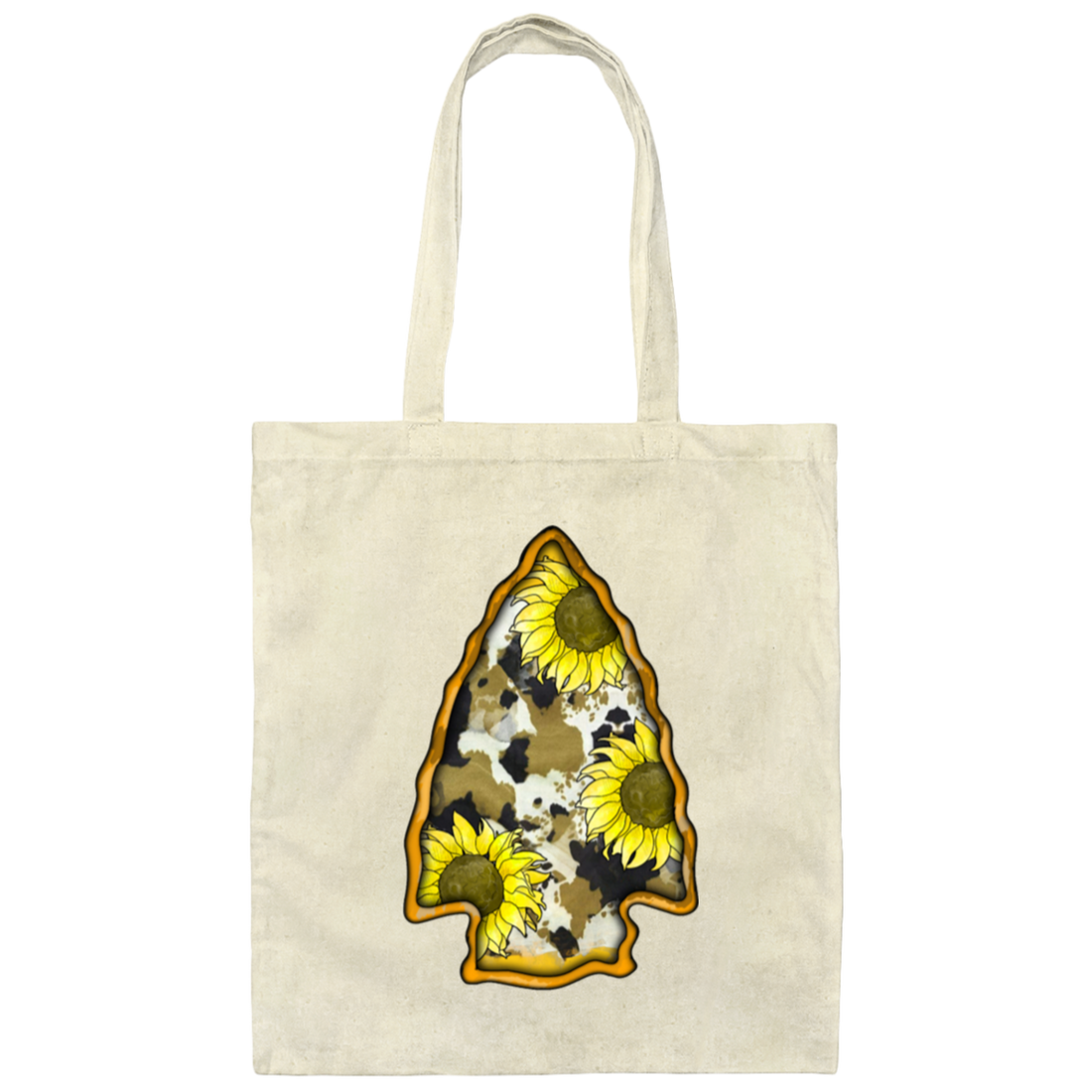 Cowhide And Sunflower Arrowhead, Love To Go Hunting, Love Hunter Canvas Tote Bag