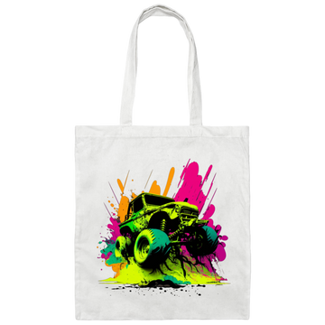 Car Lover Gift, Car In Neon Style, Love Neon Car, Cool Car On Road Canvas Tote Bag
