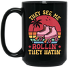 They See Me Rolling, They Hating, Retro Rollerblade Black Mug