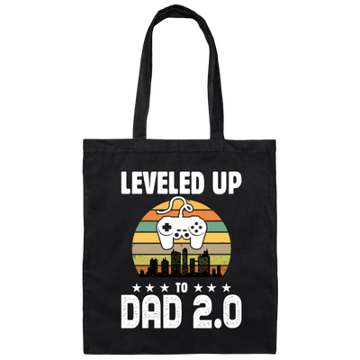 Leveled Up To Dad 2.0, Retro Father's Day, Love Daddy, Vintage City Canvas Tote Bag
