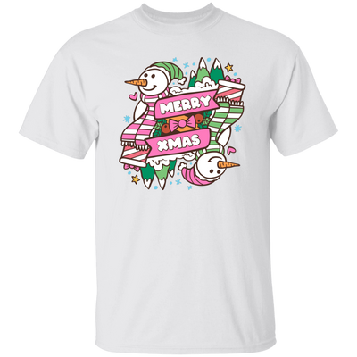 Merry Xmas, Trendy Snowman, Pinky Snowman, Pink Christmas, Merry Christmas, Trendy Christmas Unisex T-Shirt