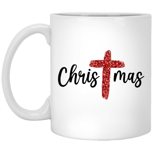 Red Glitter Christmas, Red Christian, Pastor Gift, Merry Christmas, Trendy Chrismas White Mug