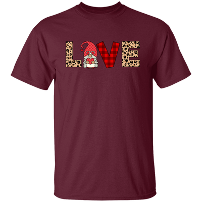 Love Text Design, Red Gnome, Leopard Pattern, Valentine's Day, Trendy Valentine Unisex T-Shirt