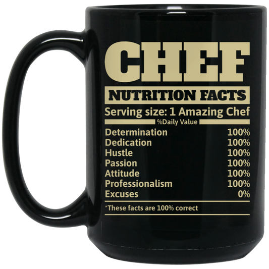 Chef Nutrition Facts, Serving Size For 1 Amazing Chef Black Mug