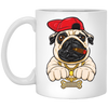 Funny Cartoon Hip Hop Pug Dog, Pug Love Gift, Cool Pug, Rich Pug White Mug