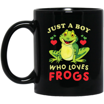 Just A Boy Who Love Frogs, I Love Frog, Funny Frog Black Mug